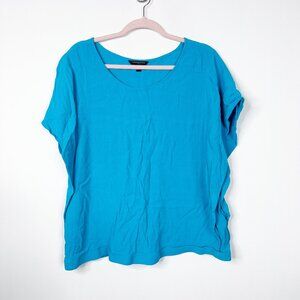 Banana Republic Loose Short Flutter Sleeve Tee in Bright Turquoise Blue
